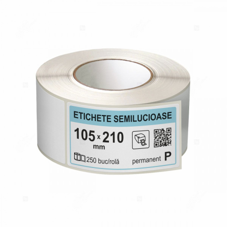 Rola etichete autoadezive semilucioase 105x210 mm, adeziv permanent, 250 etichete/rola [0]