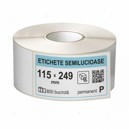 Etichete in rola - Rola etichete autoadezive semilucioase 115x249 mm