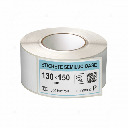 Etichete in rola - Rola etichete autoadezive semilucioase 130x150 mm, adeziv permanent