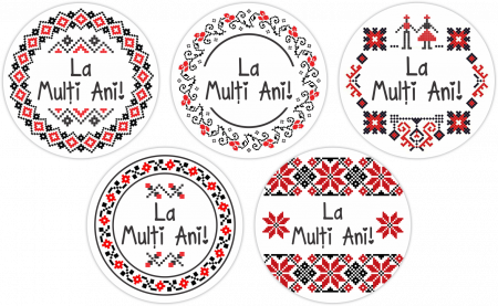 Etichete "Handmade" - Rola etichete autocolante personalizate, "La multi ani!, diametru 40 mm, 1000 buc/rola