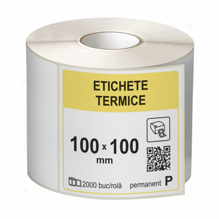 Etichete in rola - Role etichete termice autoadezive 100x100 mm, 2000 etichete/rola