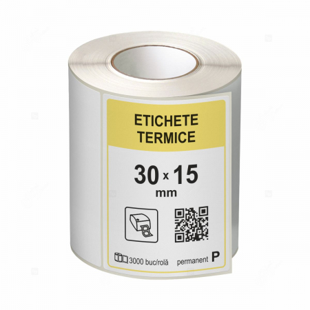 Etichete in rola - Role etichete termice autoadezive 30x15 mm, 3000 etichete/rola