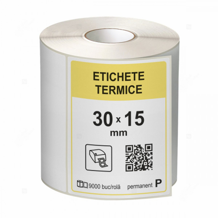 Etichete in rola - Role etichete termice autoadezive 30x15 mm, 9000 etichete/rola