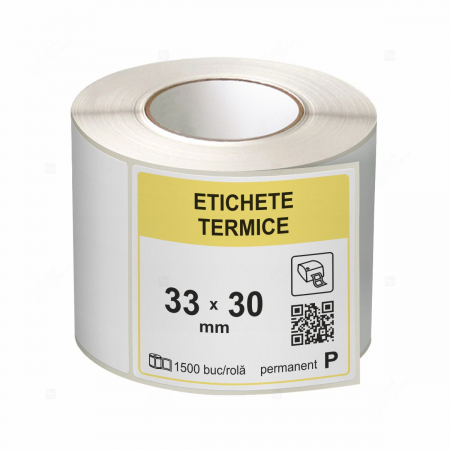 Etichete in rola - Role etichete termice autoadezive 33x30 mm, 1500 etichete/rola