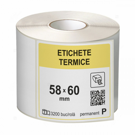 Etichete in rola - Role etichete termice autoadezive 58x60 mm, 3200 etichete/rola