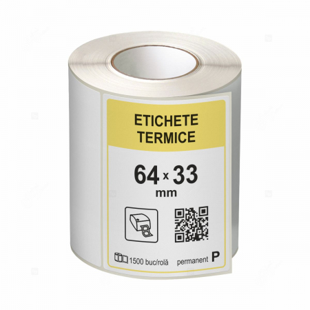 Etichete in rola - Role etichete termice autoadezive 64x33 mm, 1500 etichete/rola