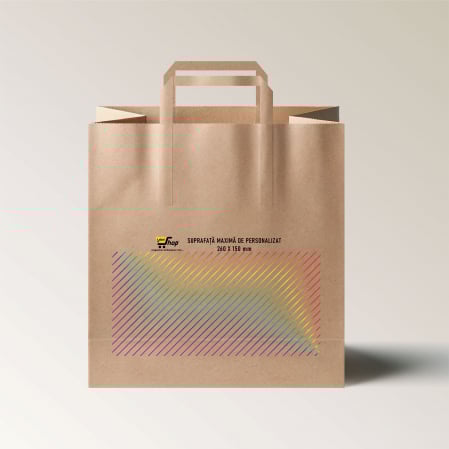 Pungi personalizate fata sau fata/verso, 32+21 x 33 cm, hartie natur,  maner banda, 80g [1]