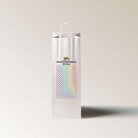 Sacose hartie personalizate cu maner rasucit, imprimare fata-verso, 14+8 x 39 cm, hartie alba 100g [1]