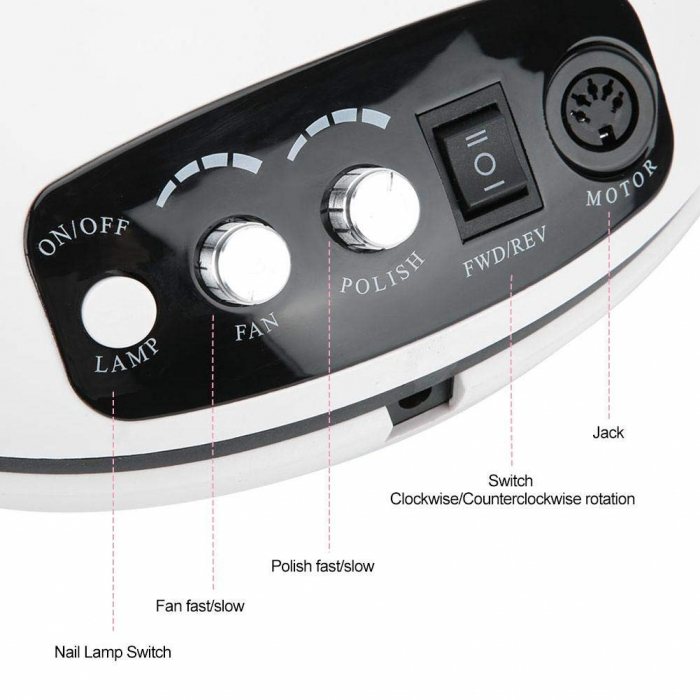Aparat manichiura 3 in 1 - aspirator, freza, lampa LED [3]