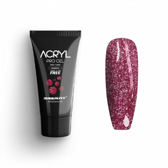 Acryl Pro Gel 2M Flakes and Glitter Raspberry - 15g [1]