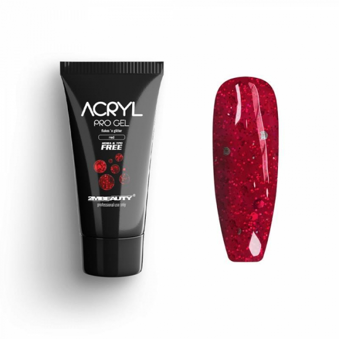 Acryl Pro Gel 2M Flakes and Glitter Red - 30g [1]