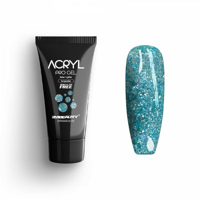 Acryl Pro Gel 2M Flakes and Glitter Turquoise - 15g [1]