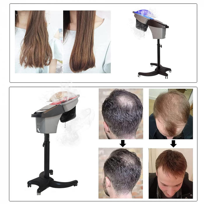 Aparat cu aburi, umidificator sauna pentru regenerarea si ingrijirea parului, casca coafor, gri [9]