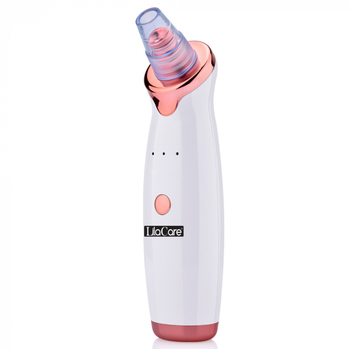 Aspirator facial Lila Care, ingrijire ten, indepartarea punctelor negre, minimizarea porilor, putere de aspirare mare, 3 nivele de rezistenta, 5 capete inlocuibile, portabil, alb [10]