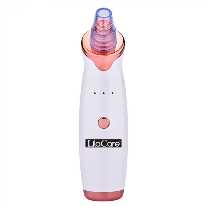 Aspirator facial Lila Care, ingrijire ten, indepartarea punctelor negre, minimizarea porilor, putere de aspirare mare, 3 nivele de rezistenta, 5 capete inlocuibile, portabil, alb [3]