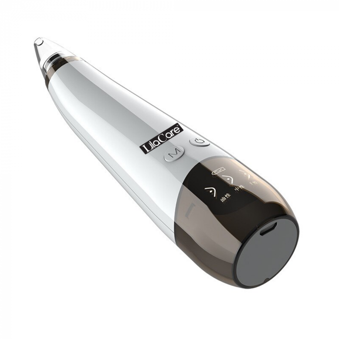 Aspirator facial Lila Care, ingrijire ten, indepartarea punctelor negre, minimizarea porilor, putere de aspirare mare, 6 capete inlocuibile, 3 nivele de rezistenta, ecran HD LED, portabil, alb-negru [9]