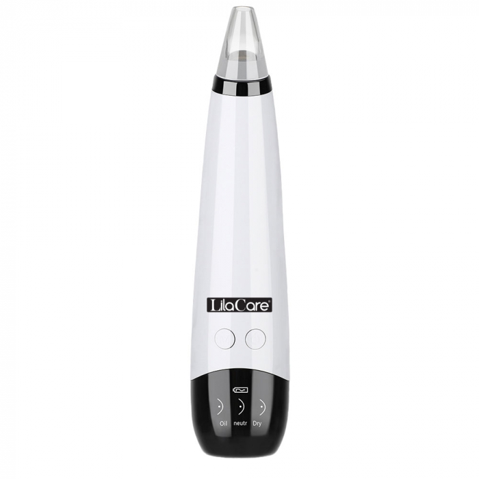 Aspirator facial Lila Care, ingrijire ten, indepartarea punctelor negre, minimizarea porilor, putere de aspirare mare, 6 capete inlocuibile, 3 nivele de rezistenta, ecran HD LED, portabil, alb-negru [4]