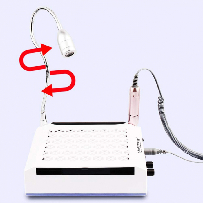 Aspirator manichiura multifunctional 4 in 1, Lila Rossa, cu pila electrica, colector praf, lampa led si suport maini [8]
