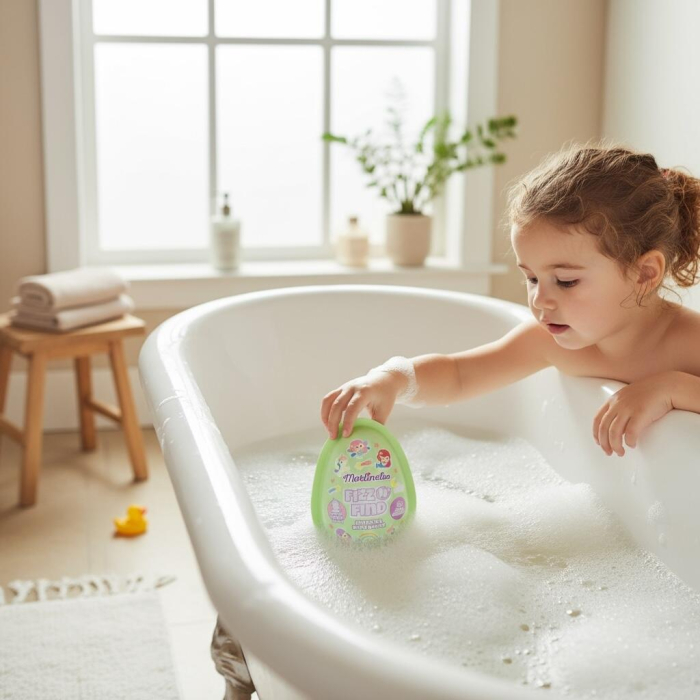 Bombă de baie efervescentă cu surpriză în interior, verde, 98212K , Martinelia, 150g [2]