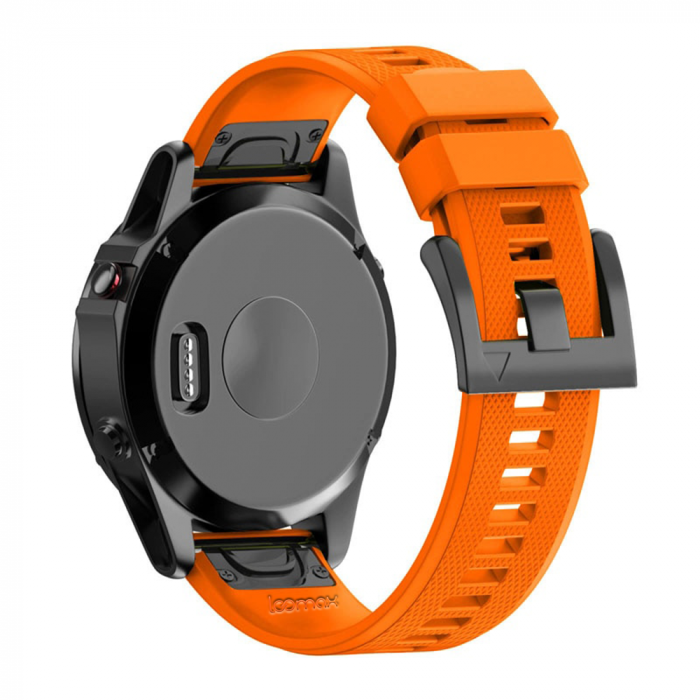 Bratara smartwatch Loomax, compatibila ceas Garmin, 26 mm, din silicon, portocaliu [4]
