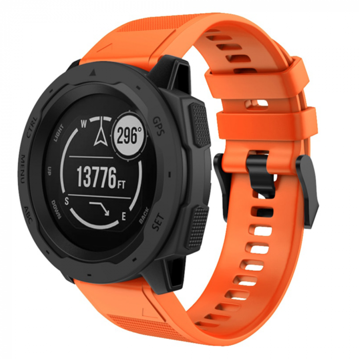 Bratara smartwatch Loomax, compatibila ceas Garmin, 26 mm, din silicon, portocaliu [2]