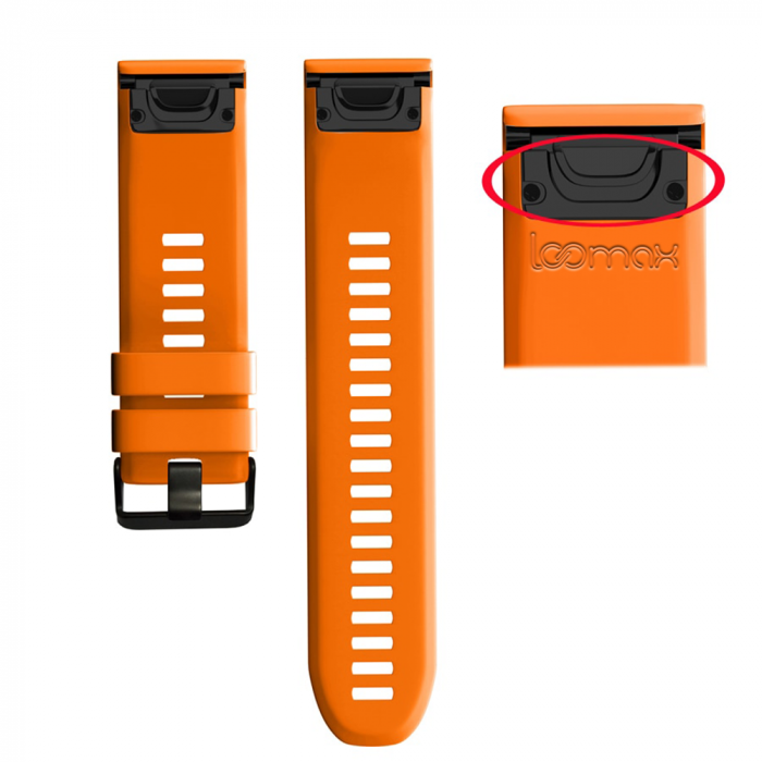 Bratara smartwatch Loomax, compatibila ceas Garmin, 26 mm, din silicon, portocaliu [3]