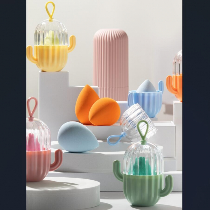 Burete machiaj, pentru aplicarea fondului de ten, Blender, stil lacrima Top Choice 38419, cu cutie depozitare [10]