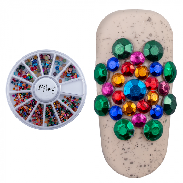 Carusel decoratiuni unghii, mix de pietricele multicolore [5]
