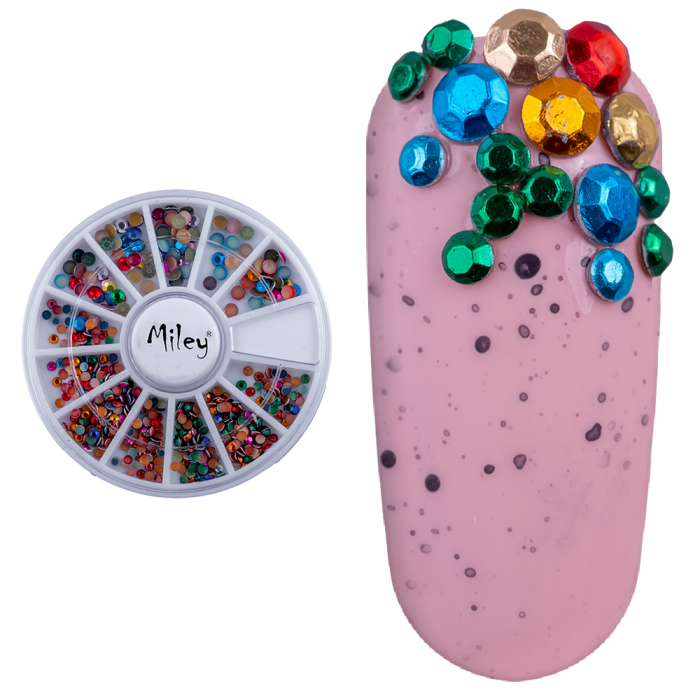 Carusel decoratiuni unghii, mix de pietricele multicolore [4]