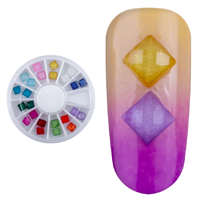 Carusel decoratiuni unghii, patrate, multicolore [3]