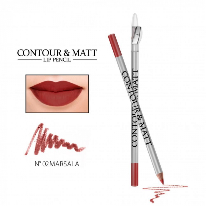 Creion pentru conturul buzelor, Contour and Matt, Revers, nr.02 Marsala, mat [2]