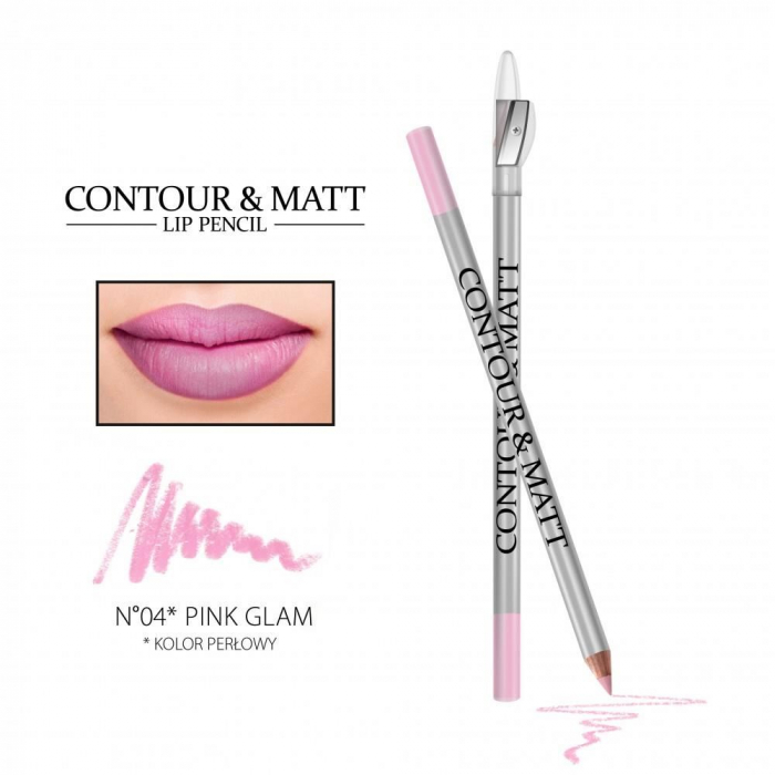 Creion pentru conturul buzelor, Contour and Matt, Revers, nr.04 Pink Glam, sidef [2]