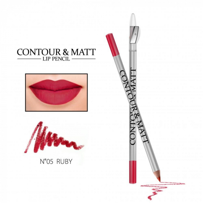 Creion pentru conturul buzelor, Contour and Matt, Revers, nr.05 Ruby, mat [2]