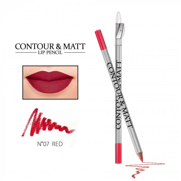 Creion pentru conturul buzelor, Contour and Matt, Revers, nr.07 Red, mat [2]