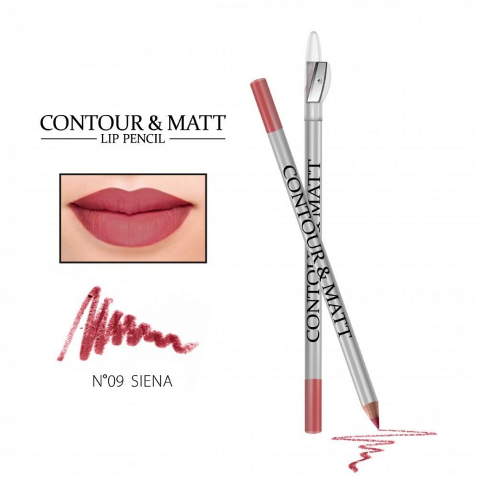 Creion pentru conturul buzelor, Contour and Matt, Revers, nr.09 Siena, mat [2]