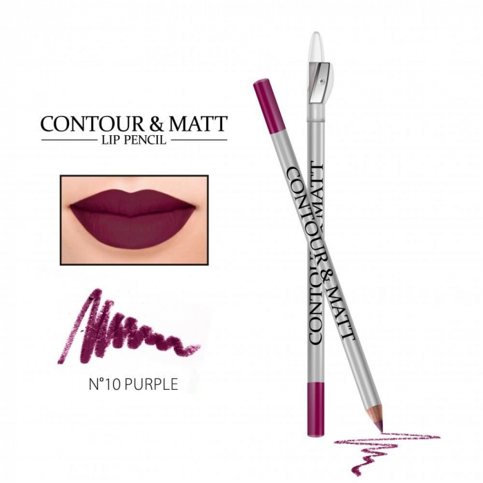 Creion pentru conturul buzelor, Contour and Matt, Revers, nr.10 Purple, mat [2]