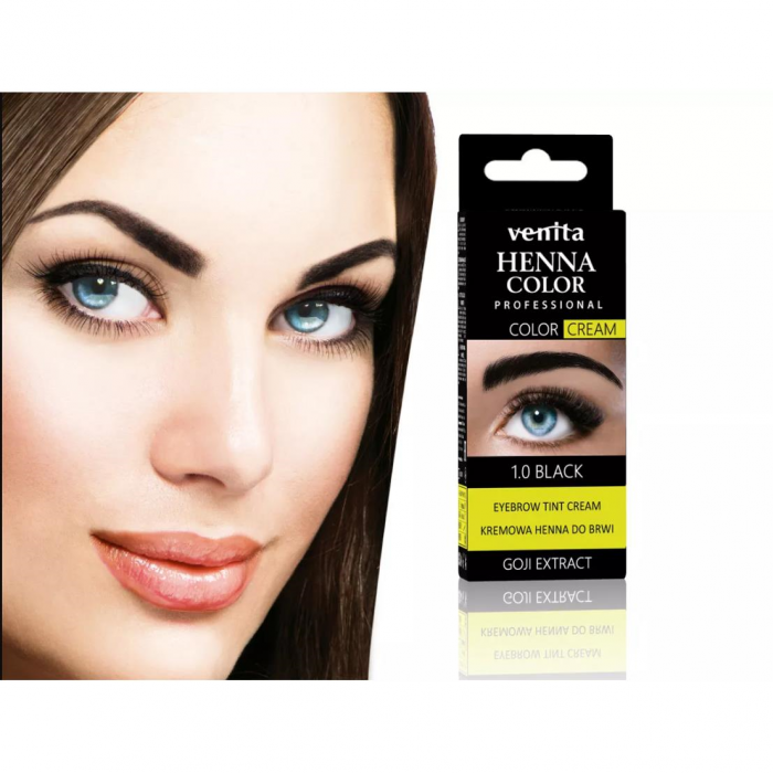 Crema henna cu extract de goji pentru vopsirea sprancenelor cu efect de lifting Venita 1.0, negru [2]