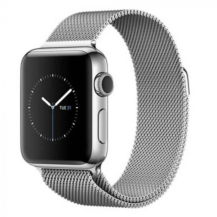 Curea metalica pentru Apple Watch Loomax, bratara compatibila cu Apple Watch, 42 / 44 mm Silver [4]