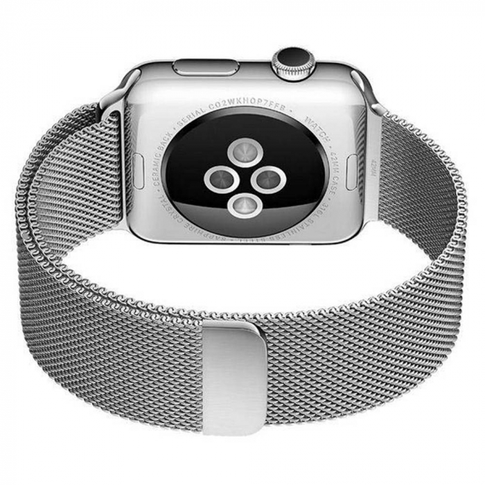 Curea metalica pentru Apple Watch Loomax, bratara compatibila cu Apple Watch, 42 / 44 mm Silver [3]
