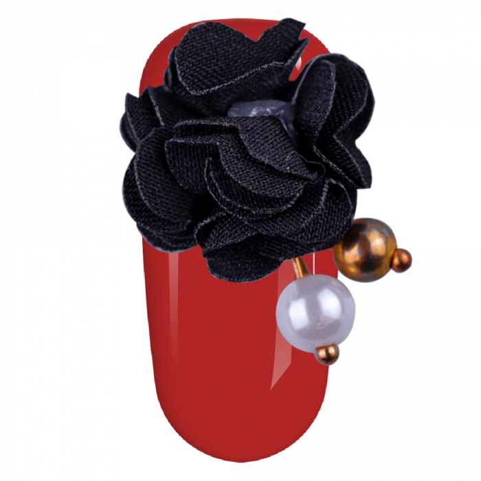 Decor unghii 3D textil cu magnet, floare, negru, Lila Rossa [2]