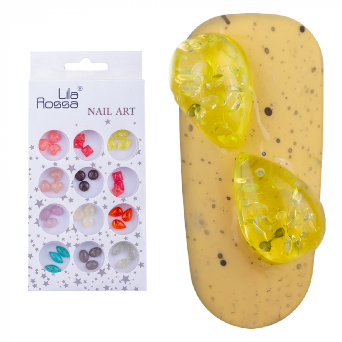 Decoratiuni pentru unghii, Lila Rossa, mix de pietre multicolore [7]