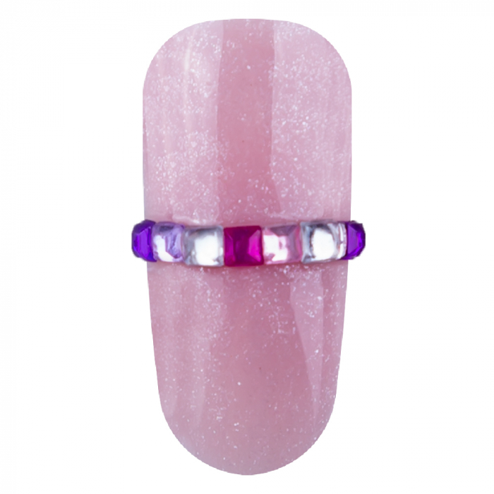 Decoratiuni unghii, Lila Rossa, strasuri patrate multicolore [4]