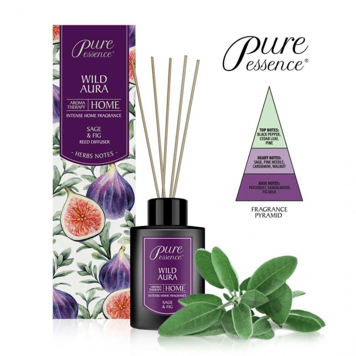 Difuzor cu betisoare parfumate Pure Essence, Revers, Wild Aura, smochin, salvie 100ml [2]