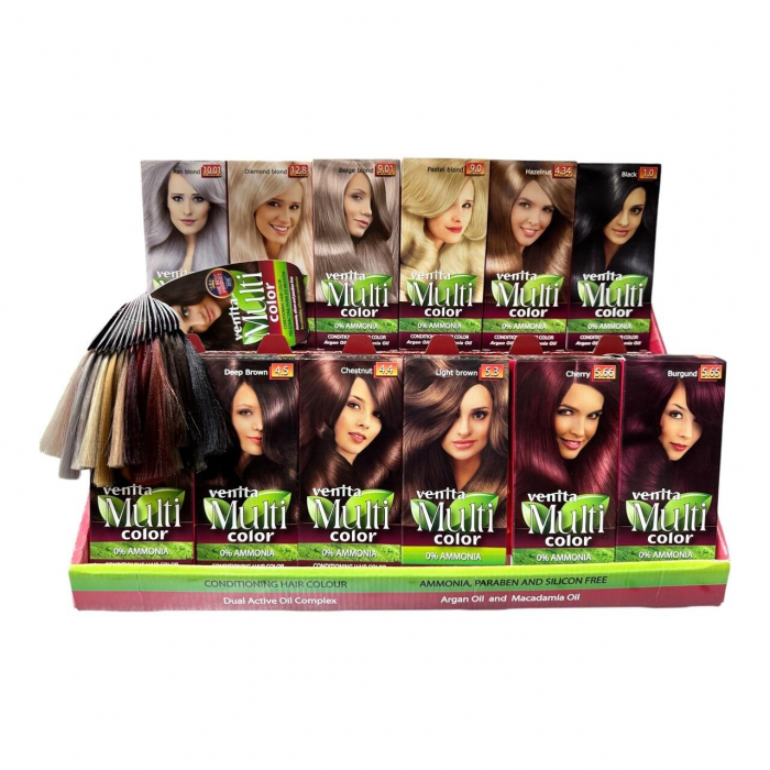 Display din carton cu 30 bucati Vopsea de par Venita Multicolor si paletar [2]