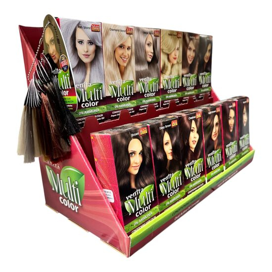 Display din carton cu 30 bucati Vopsea de par Venita Multicolor si paletar [1]