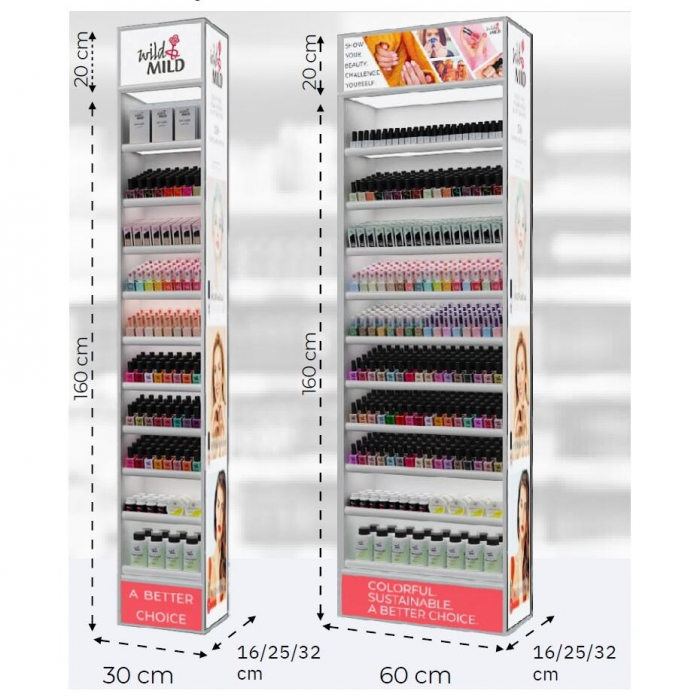 Display iluminat pentru lacuri de unghii Wild & Mild, pentru podea, 891 buc, 30 × 200 × 32 cm [2]