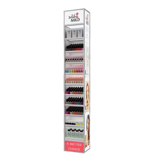 Display iluminat pentru lacuri de unghii Wild & Mild, pentru podea, 891 buc, 30 × 200 × 32 cm [1]