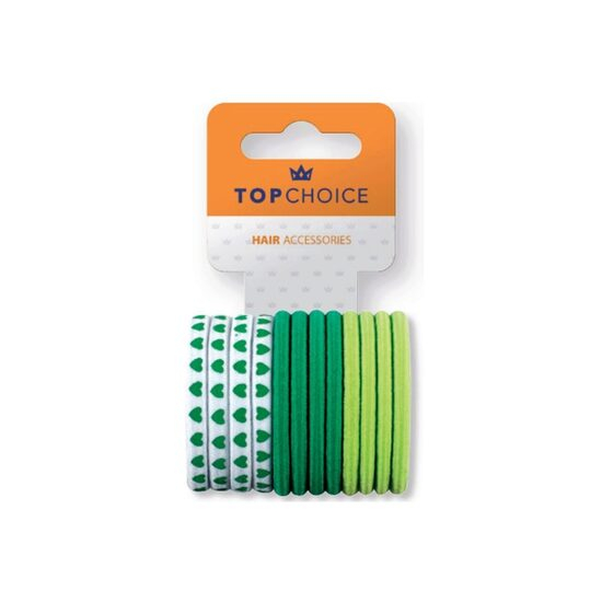 Elastic de par Top Choice, set de 12 bucati asortate, in nuante de verde [1]