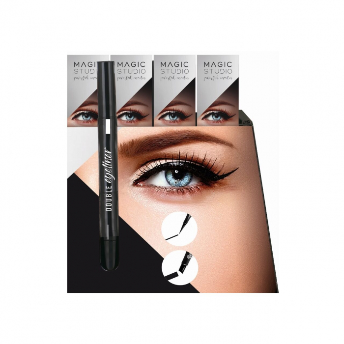 Eyeliner Double, Magic Studio, cu un varf ingust, de precizie, si un varf lat, pentru efect dramatic [3]