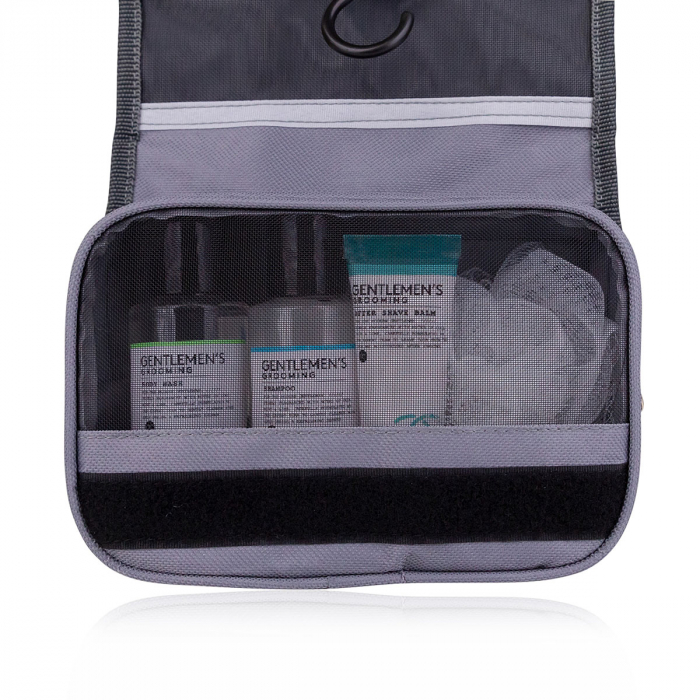 Set cadou barbati, gel de dus, sampon, balsam after shave, burete, Travel set GENTLEMEN'S GROOMING in hangable wash bag, incl. 100ml body wash, 100ml shampoo, 30ml after shave balm, 15g net sponge, fr [7]